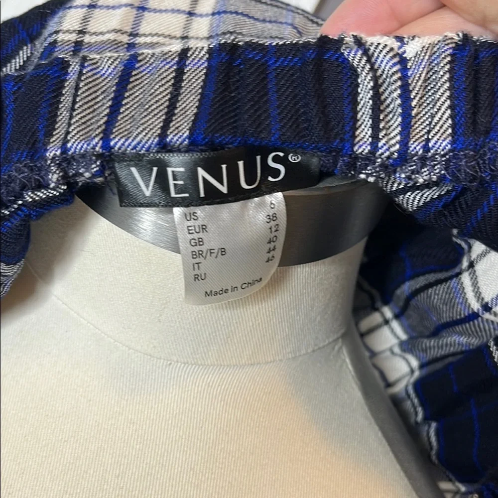 Venus Blue and White Peplum Blouse with Puff Sleeves - Picture 5 of 5
